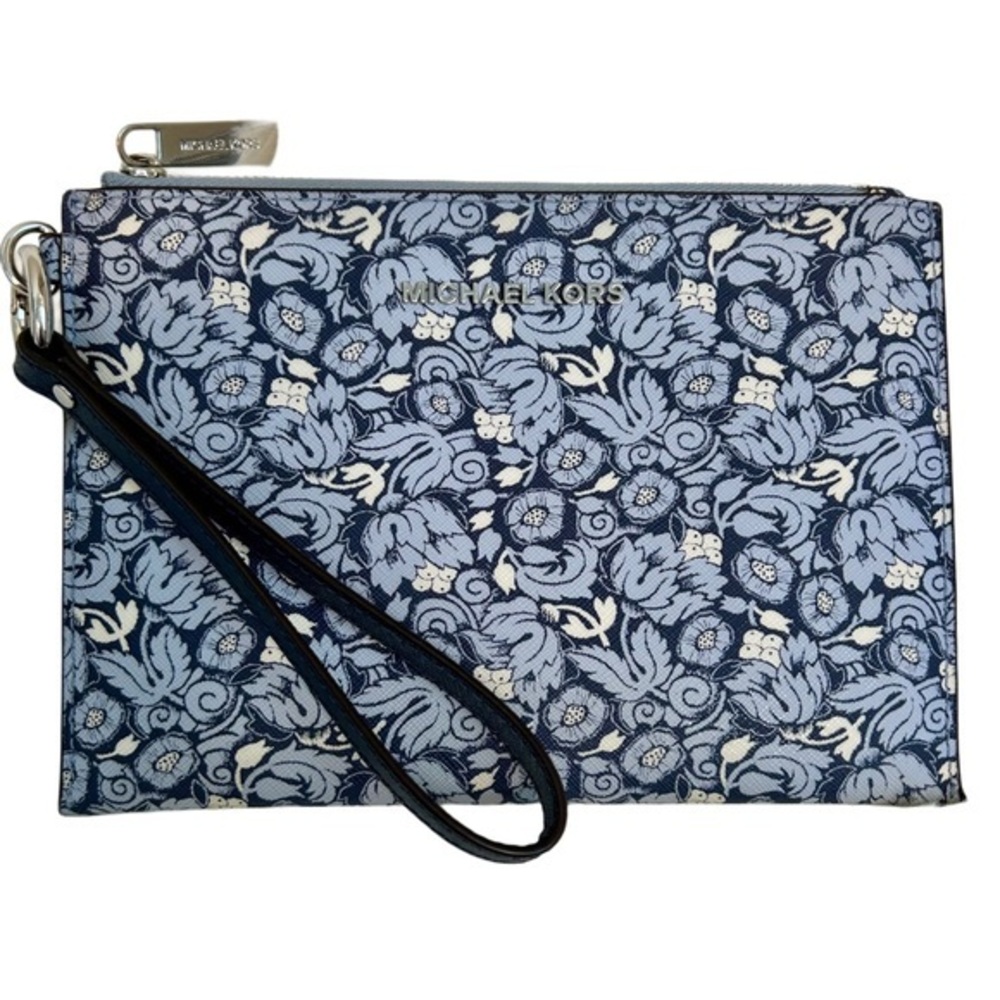 Michael Kors Blue Floral Wristlet